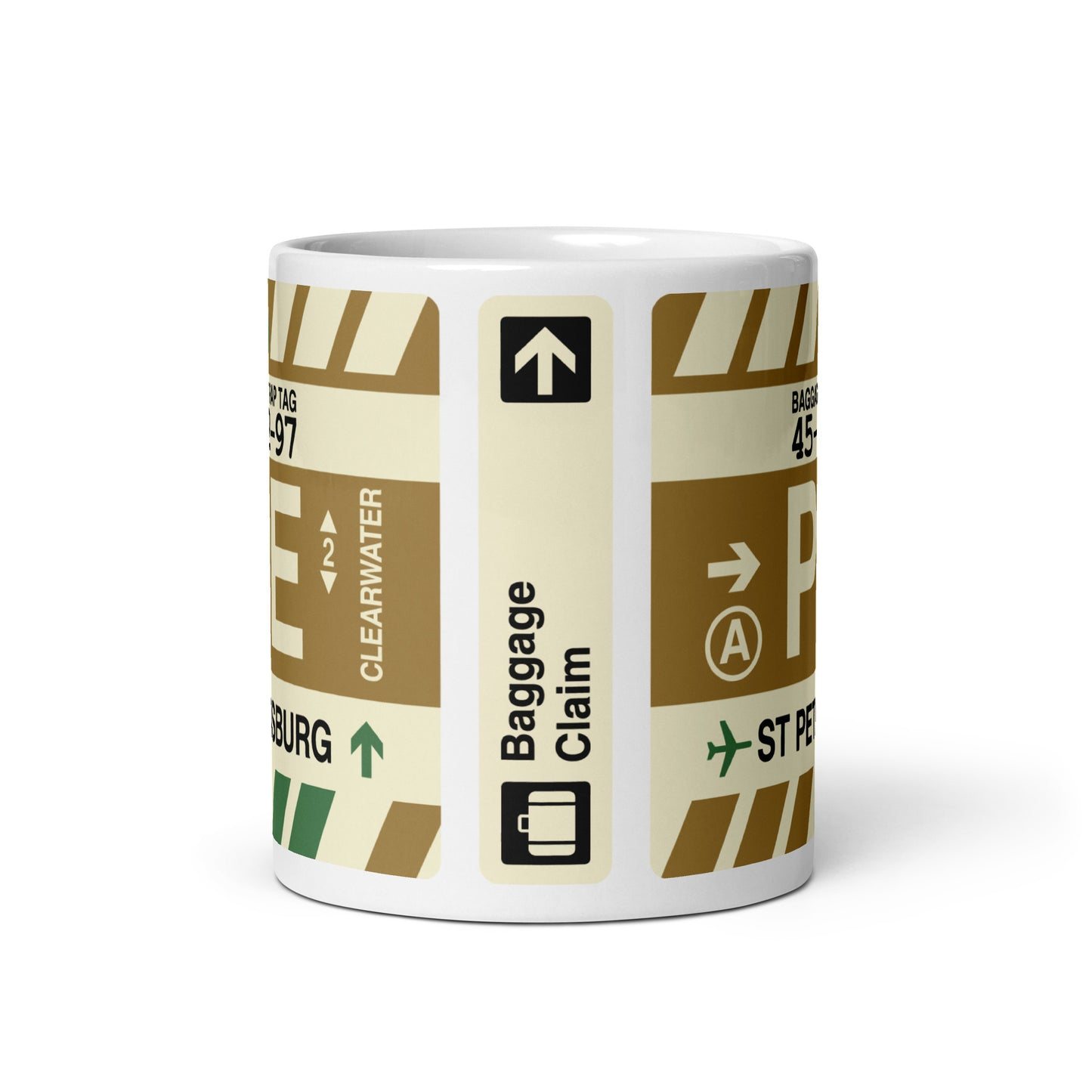 PIE St. Petersburg Coffee Mug • Jet Age Baggage Tag Design • YHM Designs - Image 03