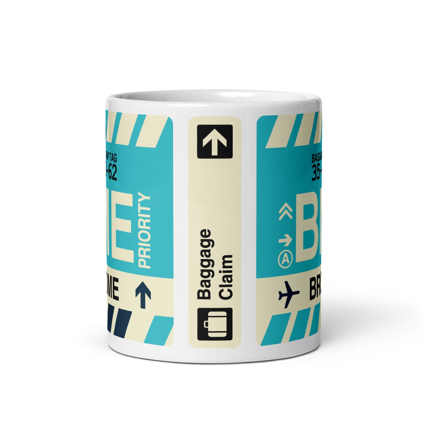 BME Broome Coffee Mug • Jet Age Baggage Tag Design • YHM Designs - Image 03