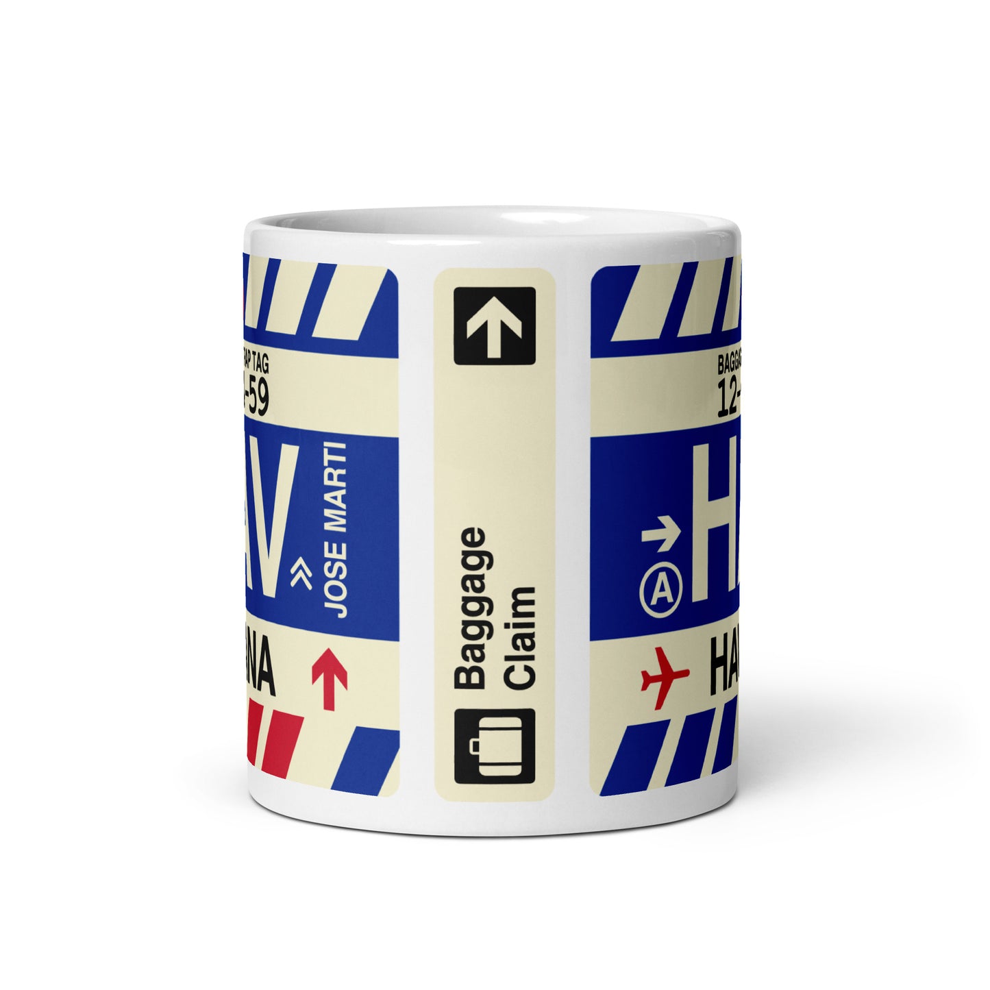 HAV Havana Coffee Mug • Jet Age Baggage Tag Design • YHM Designs - Image 03