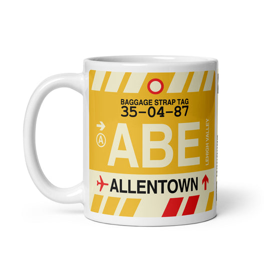 ABE Allentown Coffee Mug • Jet Age Baggage Tag Design • YHM Designs - Image 02
