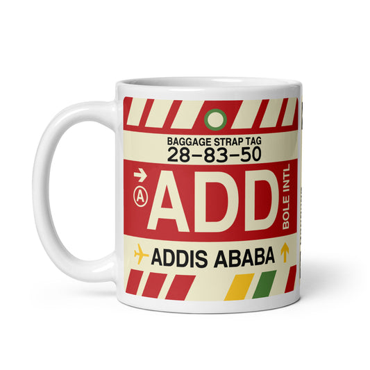 ADD Addis Ababa Coffee Mug • Jet Age Baggage Tag Design • YHM Designs - Image 02