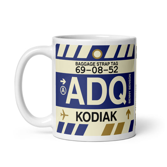 ADQ Kodiak Coffee Mug • Jet Age Baggage Tag Design • YHM Designs - Image 02