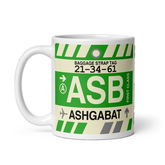 ASB Ashgabat Coffee Mug • Jet Age Baggage Tag Design • YHM Designs - Image 02