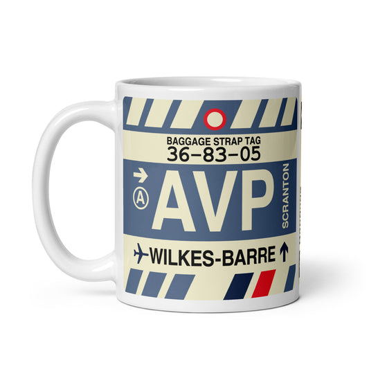 AVP Wilkes-Barre Scranton Coffee Mug • Jet Age Baggage Tag Design • YHM Designs - Image 02