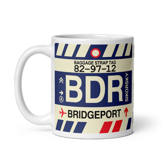 BDR Bridgeport Coffee Mug • Jet Age Baggage Tag Design • YHM Designs - Image 02
