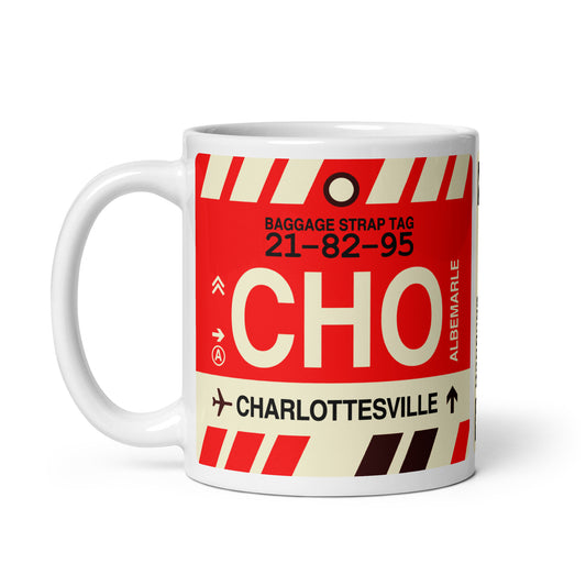 CHO Charlottesville Coffee Mug • Jet Age Baggage Tag Design • YHM Designs - Image 02