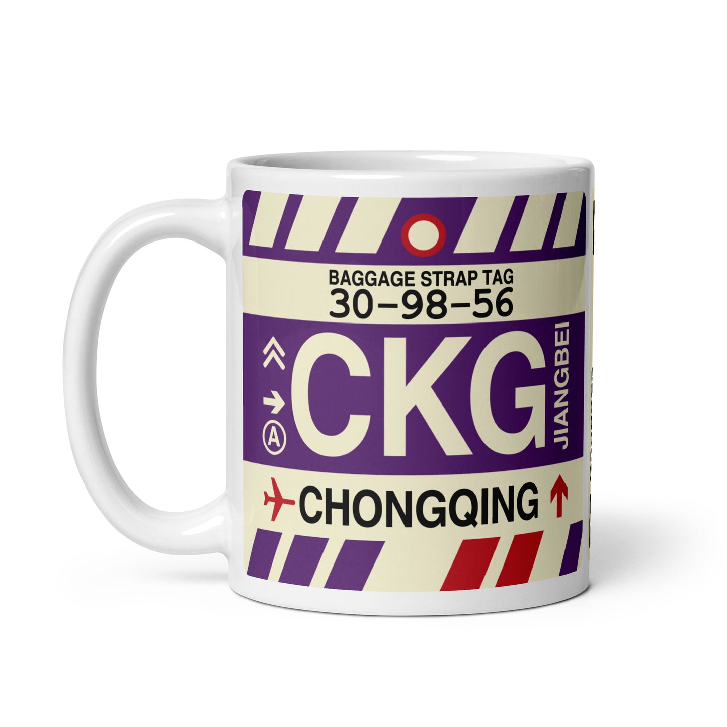 CKG Chongqing Coffee Mug • Jet Age Baggage Tag Design • YHM Designs - Image 02