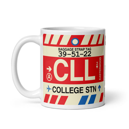 CLL College Station Coffee Mug • Jet Age Baggage Tag Design • YHM Designs - Image 02