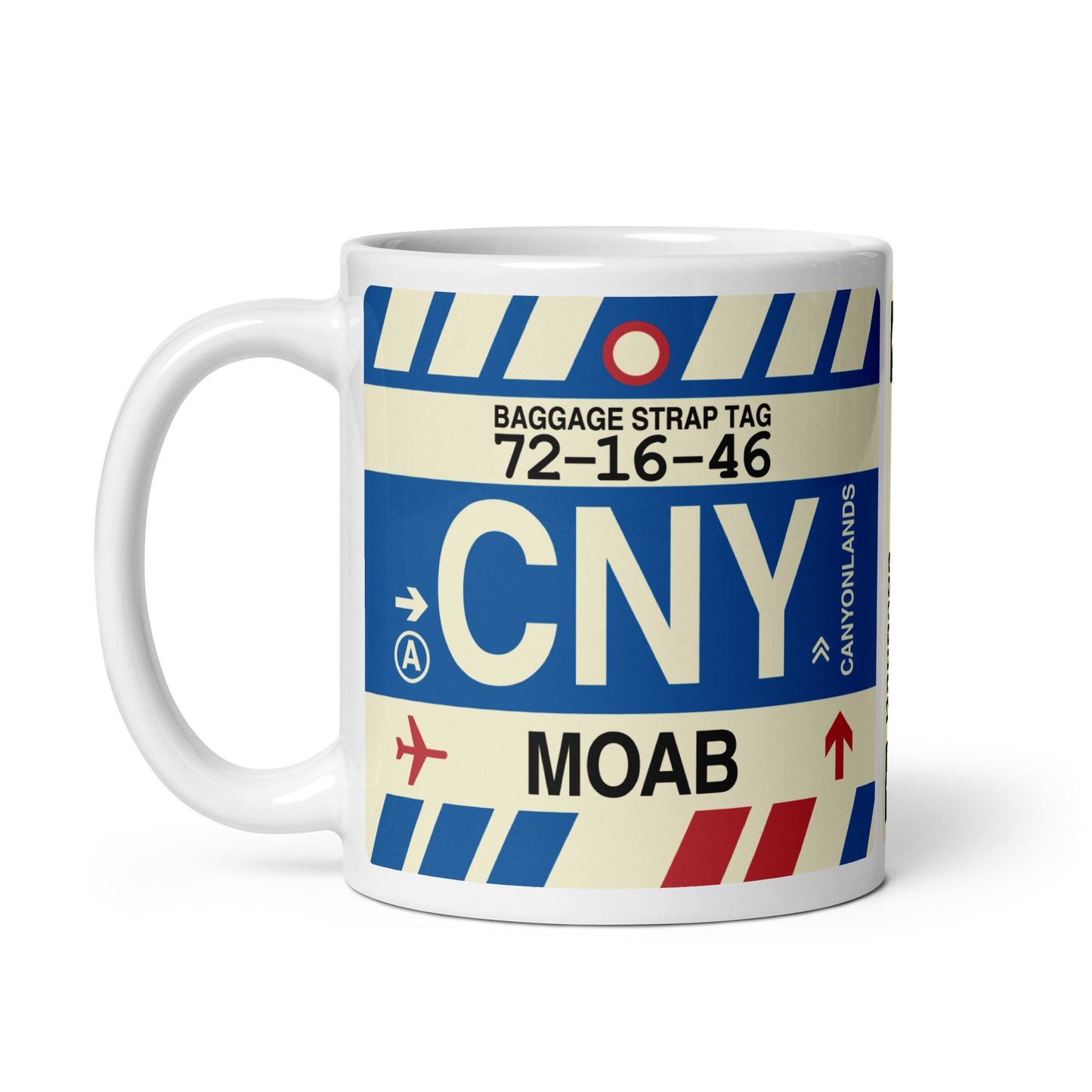 CNY Moab Coffee Mug • Jet Age Baggage Tag Design • YHM Designs - Image 02
