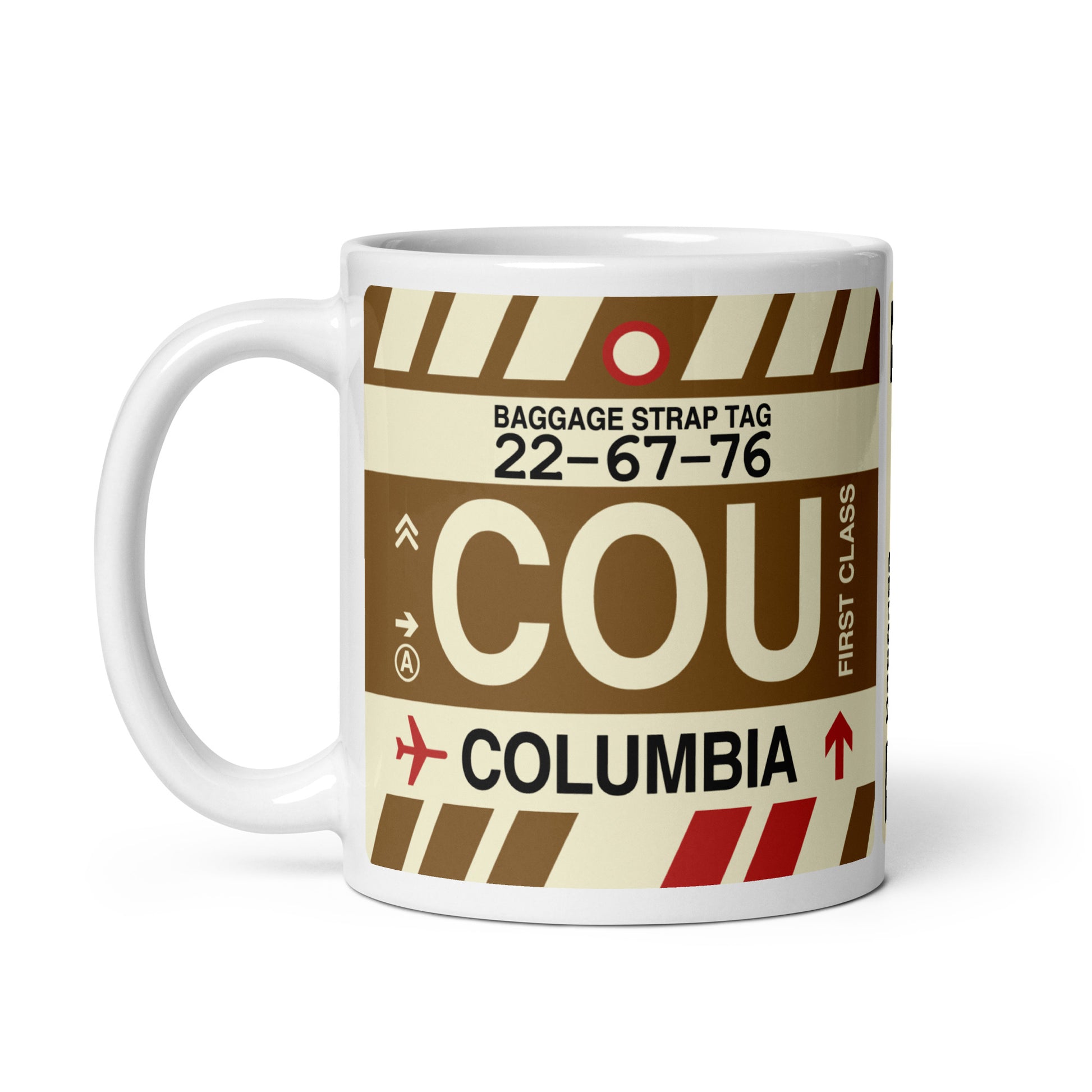 COU Columbia Coffee Mug • Jet Age Baggage Tag Design • YHM Designs - Image 02
