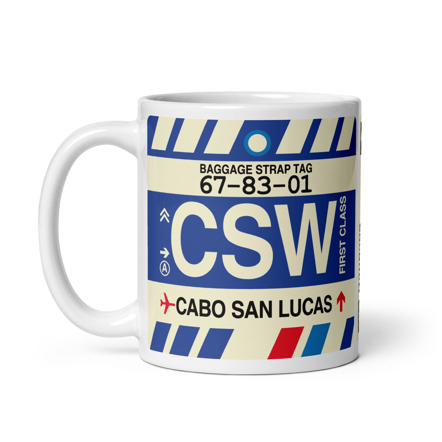 CSW Cabo San Lucas Coffee Mug • Jet Age Baggage Tag Design • YHM Designs - Image 02