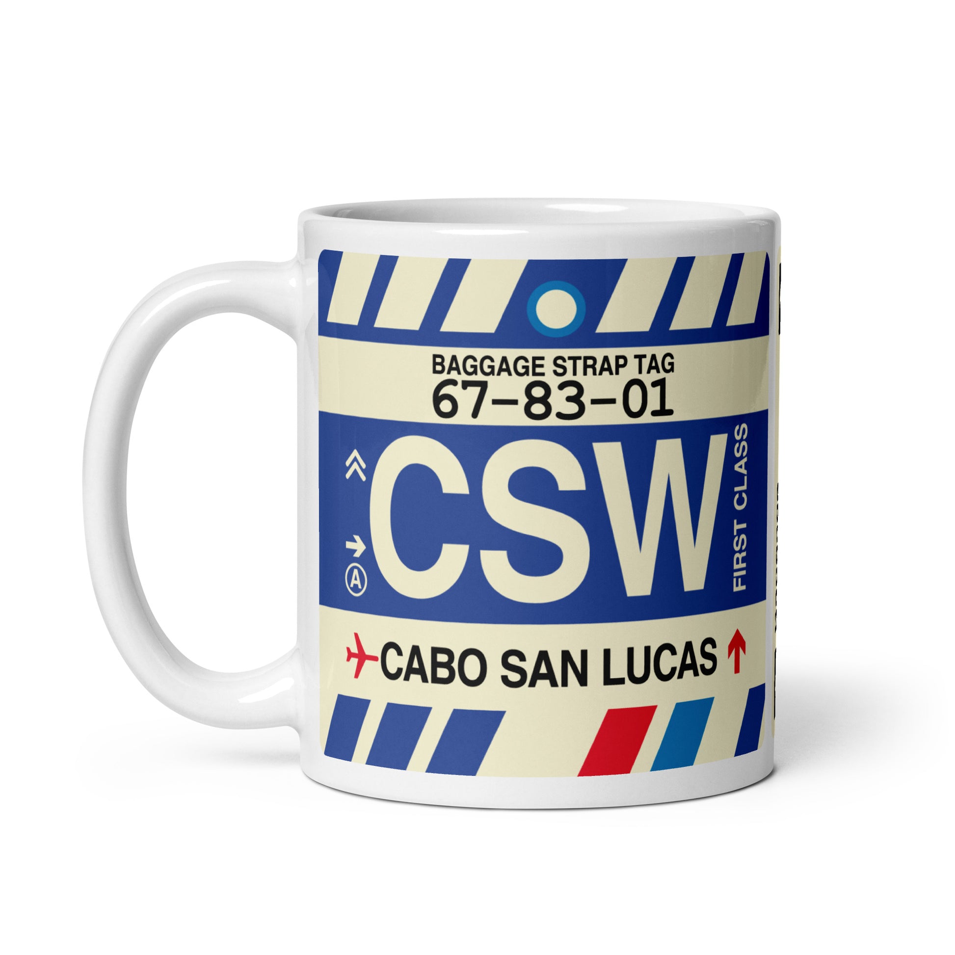 CSW Cabo San Lucas Coffee Mug • Jet Age Baggage Tag Design • YHM Designs - Image 02