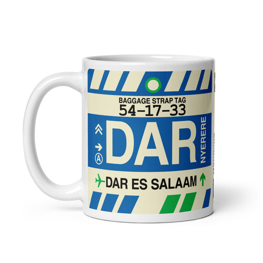 DAR Dar es Salaam Coffee Mug • Jet Age Baggage Tag Design • YHM Designs - Image 02