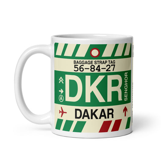 DKR Dakar Coffee Mug • Jet Age Baggage Tag Design • YHM Designs - Image 02