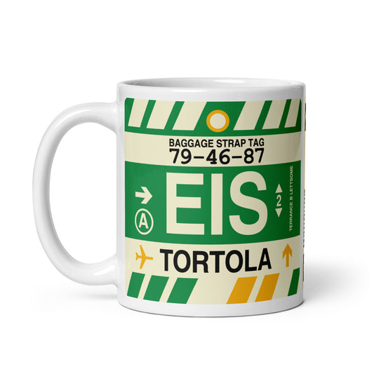 EIS Tortola Coffee Mug • Jet Age Baggage Tag Design • YHM Designs - Image 02