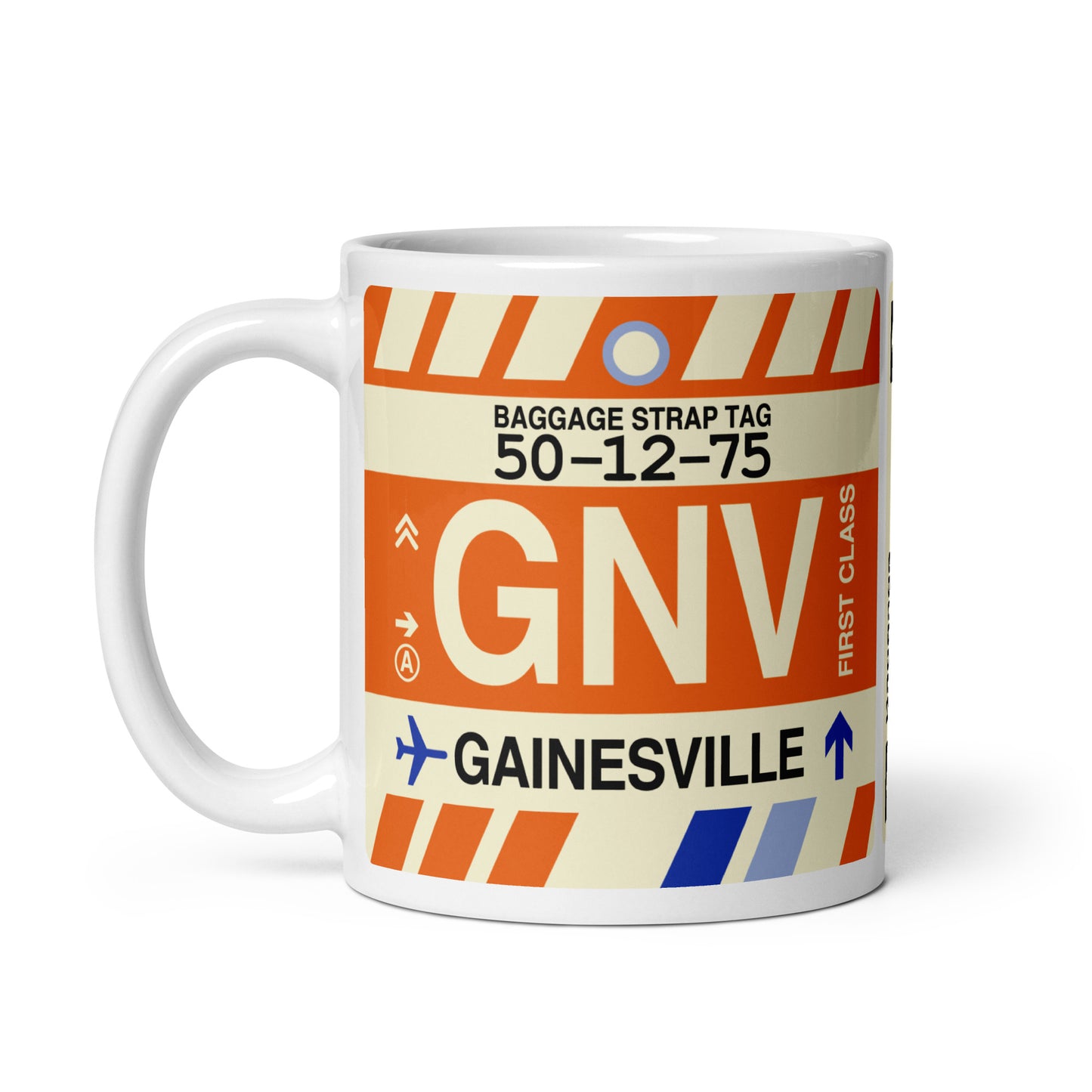 GNV Gainesville Coffee Mug • Jet Age Baggage Tag Design • YHM Designs - Image 02