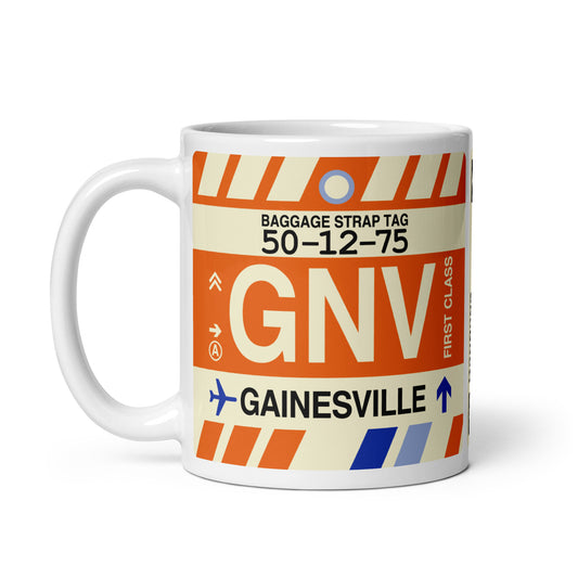 GNV Gainesville Coffee Mug • Jet Age Baggage Tag Design • YHM Designs - Image 02