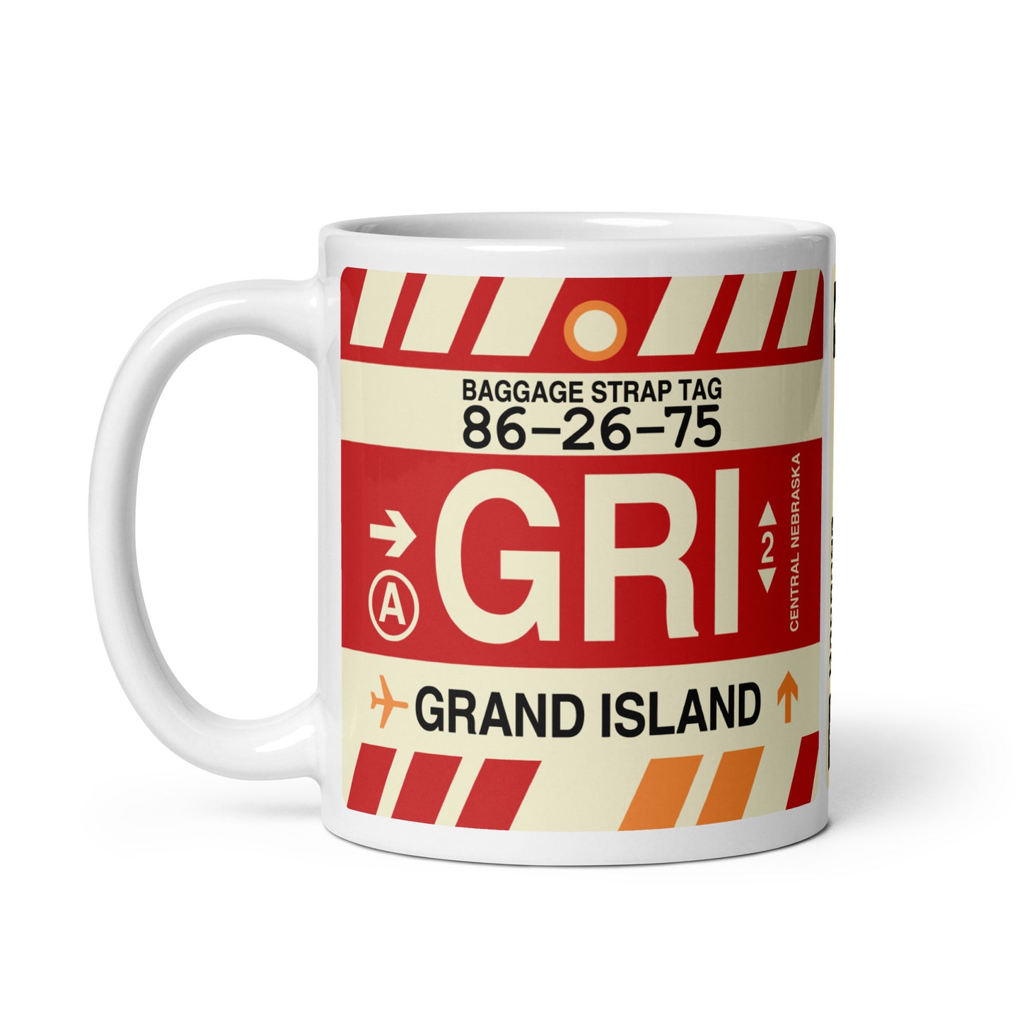 GRI Grand Island Coffee Mug • Jet Age Baggage Tag Design • YHM Designs - Image 02