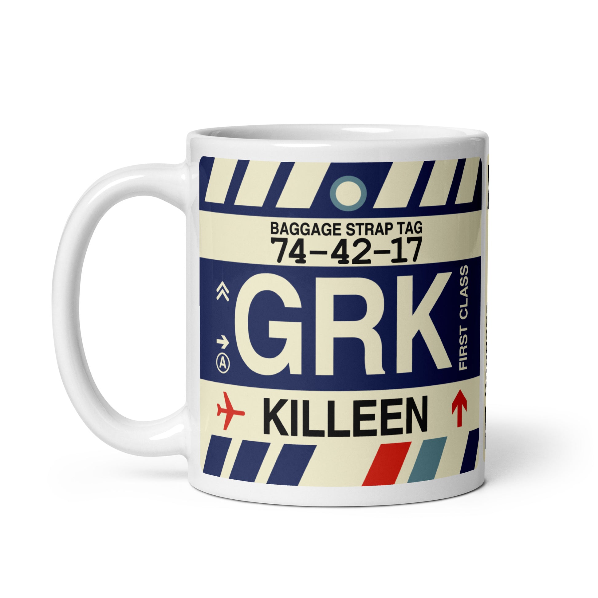 GRK Killeen Coffee Mug • Jet Age Baggage Tag Design • YHM Designs - Image 02