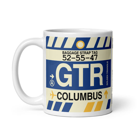 GTR Columbus Coffee Mug • Jet Age Baggage Tag Design • YHM Designs - Image 02