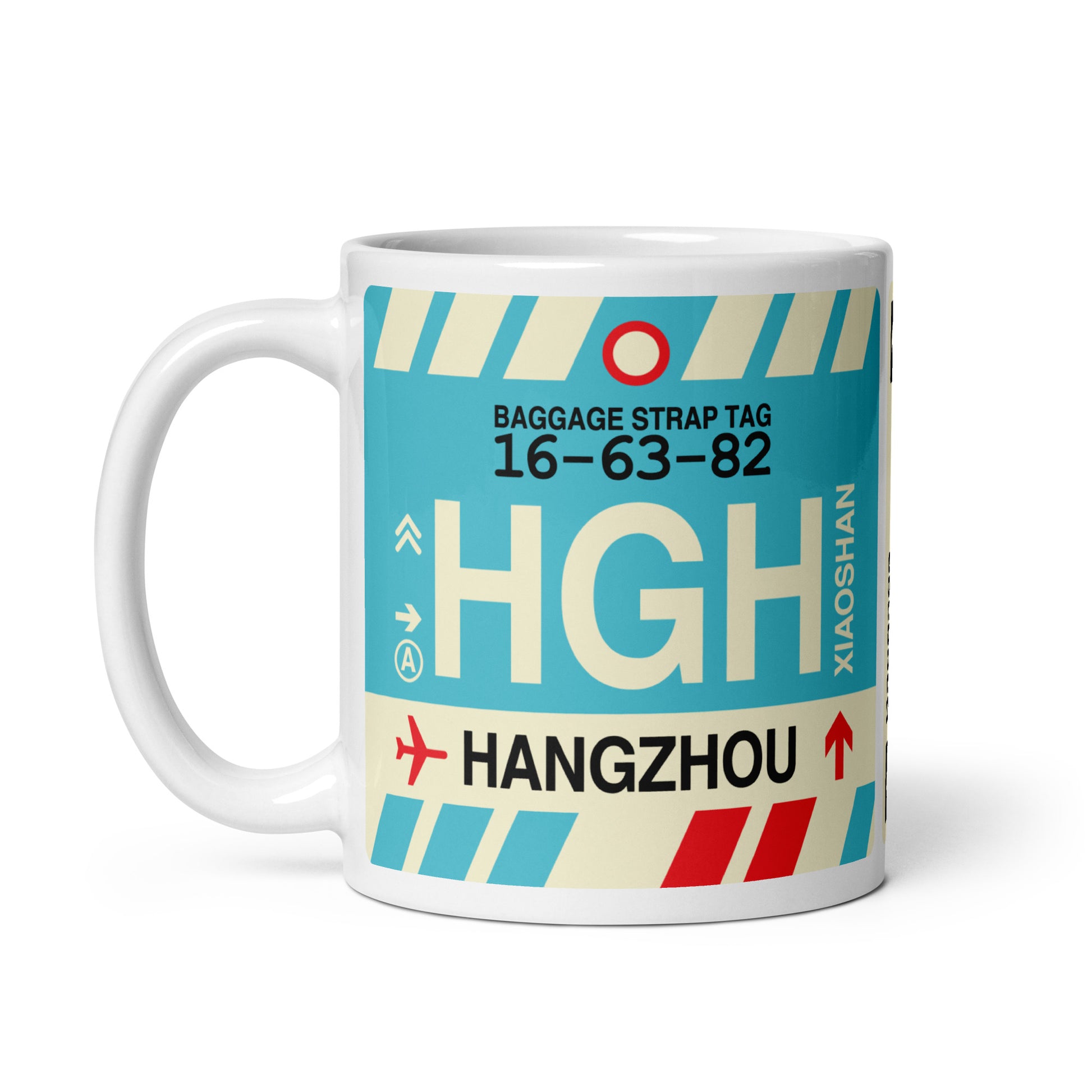 HGH Hangzhou Coffee Mug • Jet Age Baggage Tag Design • YHM Designs - Image 02