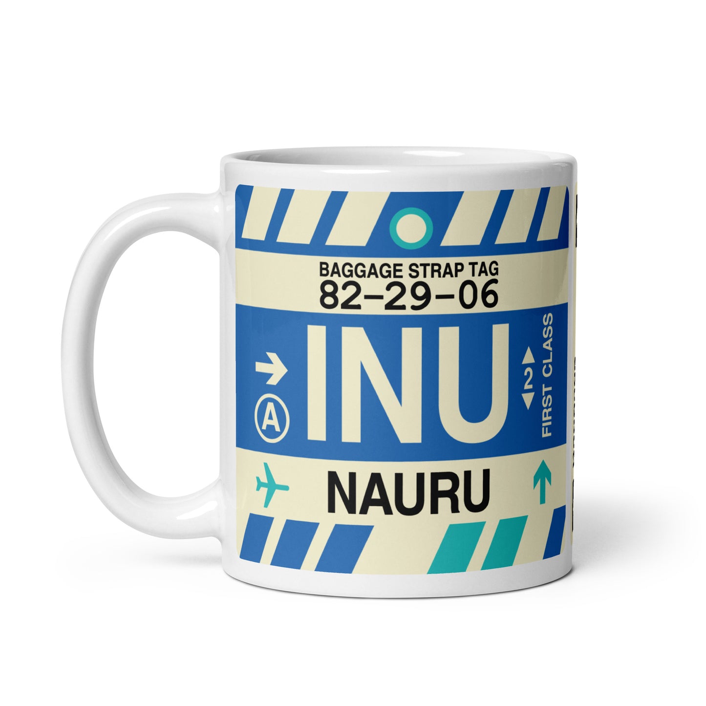 INU Nauru Coffee Mug • Jet Age Baggage Tag Design • YHM Designs - Image 02