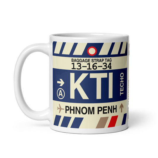 KTI Phnom Penh Coffee Mug • Jet Age Baggage Tag Design • YHM Designs - Image 02