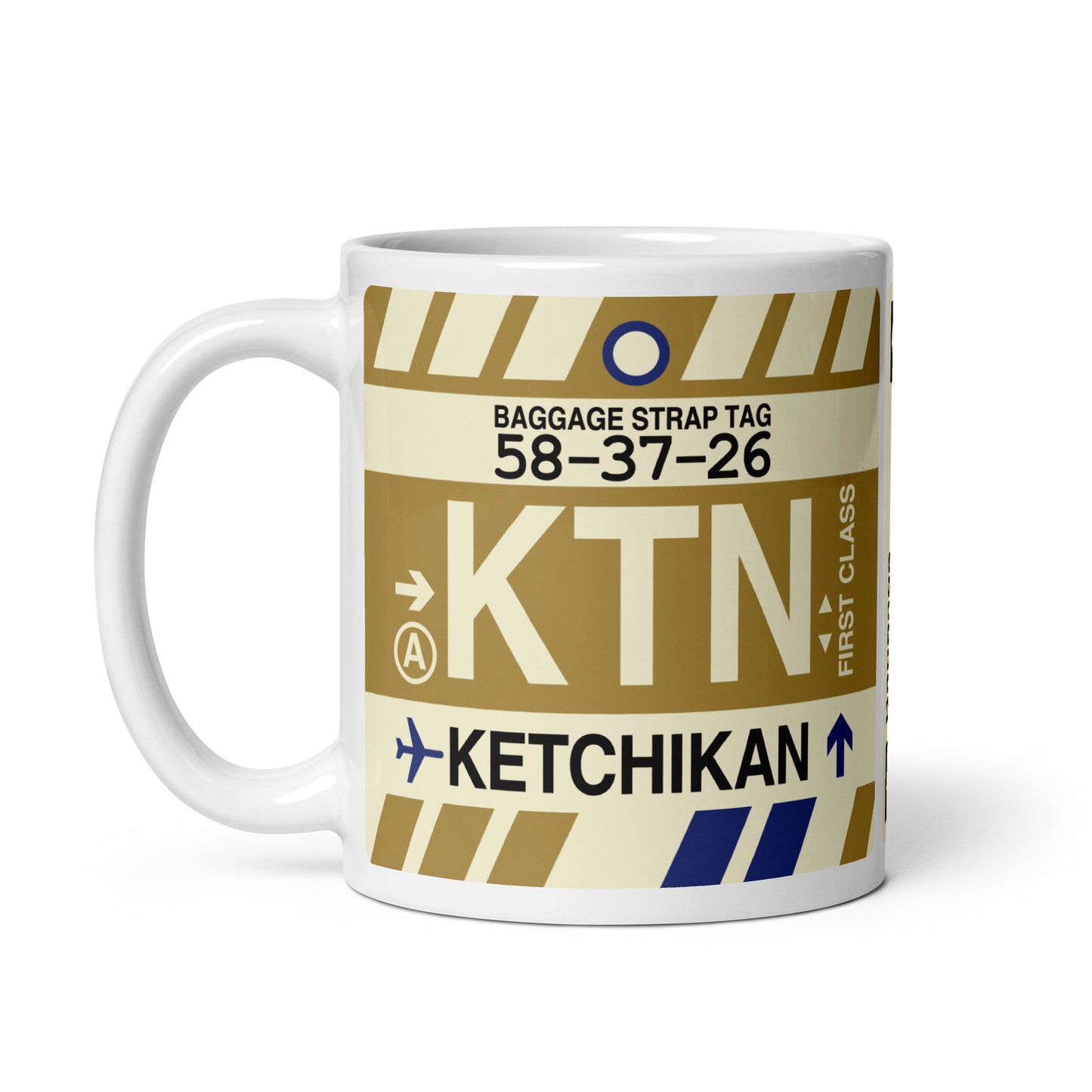 KTN Ketchikan Coffee Mug • Jet Age Baggage Tag Design • YHM Designs - Image 02