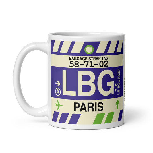 LBG Paris Coffee Mug • Jet Age Baggage Tag Design • YHM Designs - Image 02
