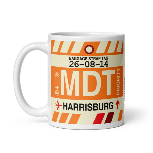 MDT Harrisburg Coffee Mug • Jet Age Baggage Tag Design • YHM Designs - Image 02