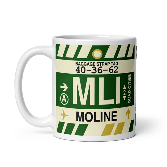 MLI Moline Coffee Mug • Jet Age Baggage Tag Design • YHM Designs - Image 02
