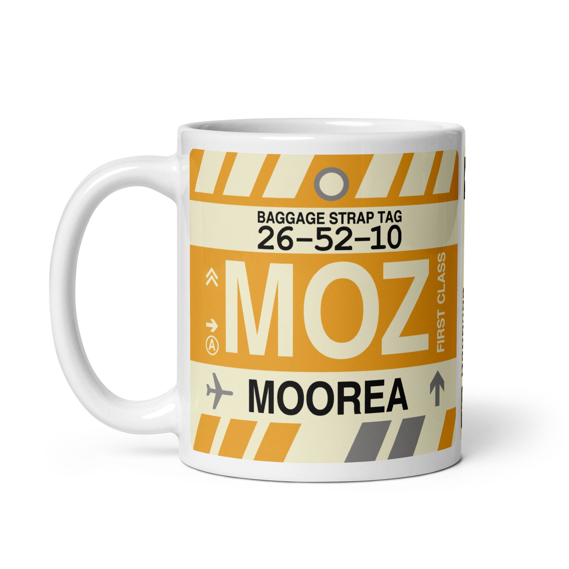 MOZ Moorea Coffee Mug • Jet Age Baggage Tag Design • YHM Designs - Image 02