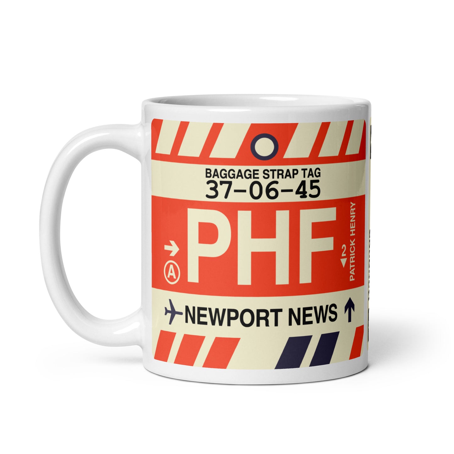 PHF Newport News Coffee Mug • Jet Age Baggage Tag Design • YHM Designs - Image 02
