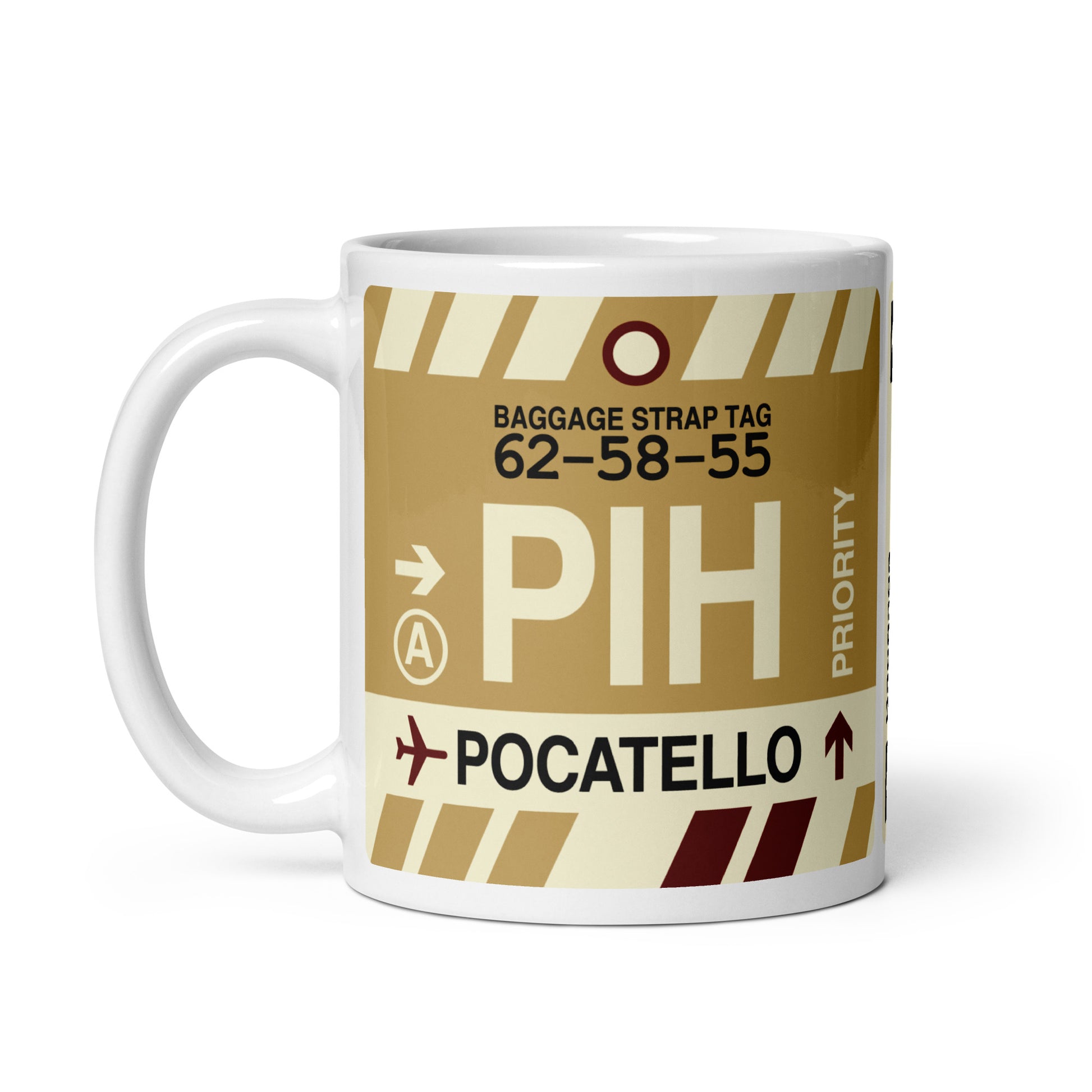 PIH Pocatello Coffee Mug • Jet Age Baggage Tag Design • YHM Designs - Image 02