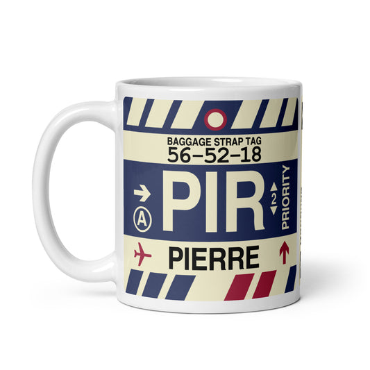 PIR Pierre Coffee Mug • Jet Age Baggage Tag Design • YHM Designs - Image 02
