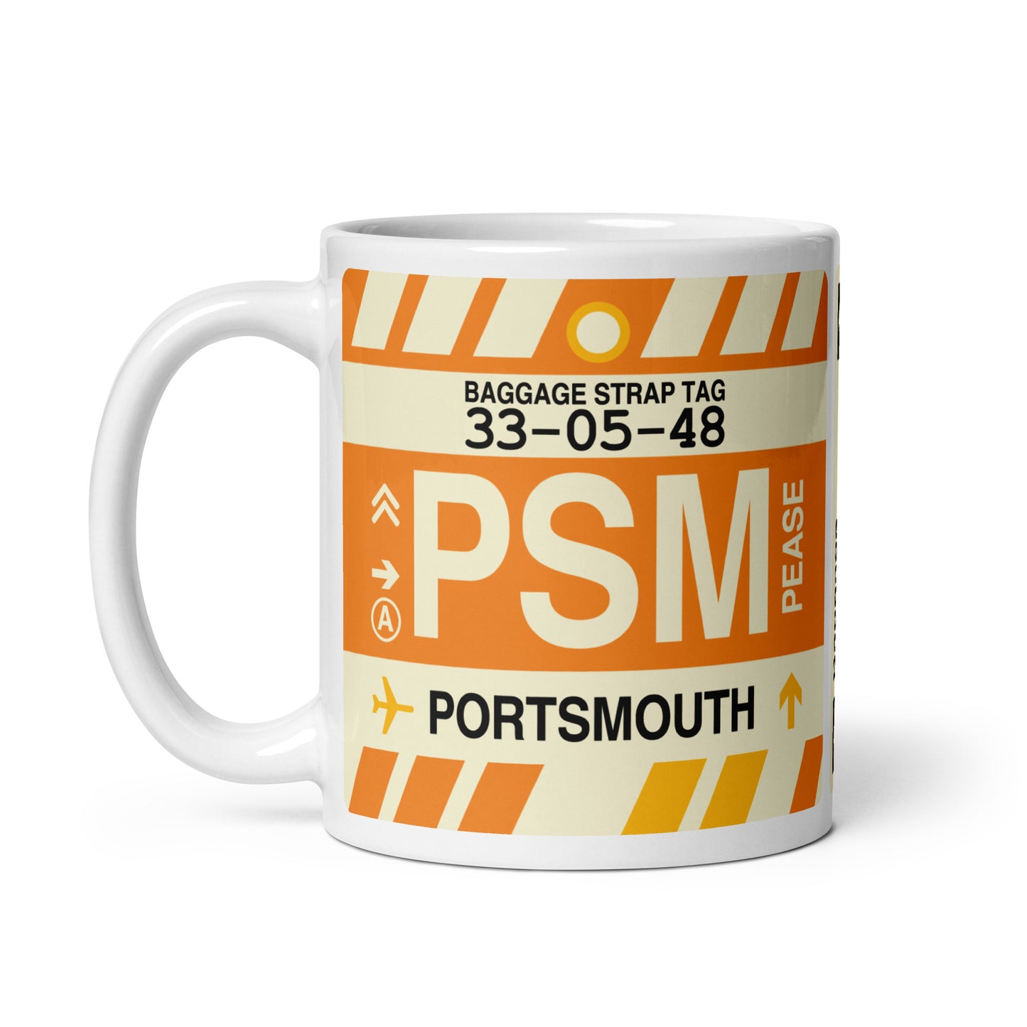 PSM Portsmouth Coffee Mug • Jet Age Baggage Tag Design • YHM Designs - Image 02