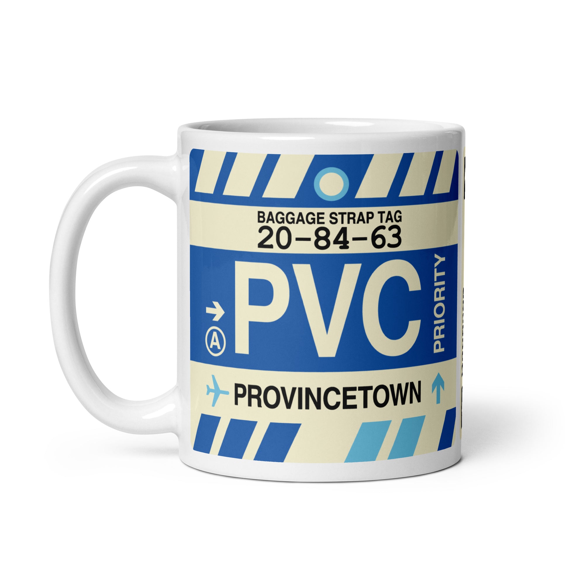 PVC Provincetown Coffee Mug • Jet Age Baggage Tag Design • YHM Designs - Image 02