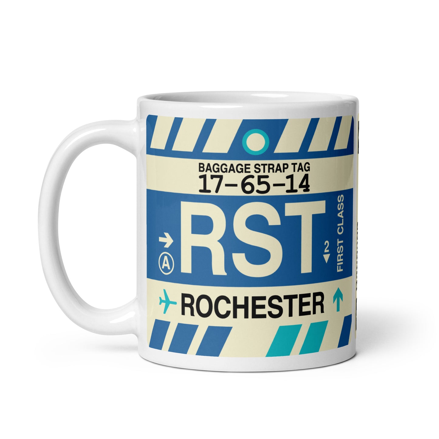 RST Rochester Coffee Mug • Jet Age Baggage Tag Design • YHM Designs - Image 02