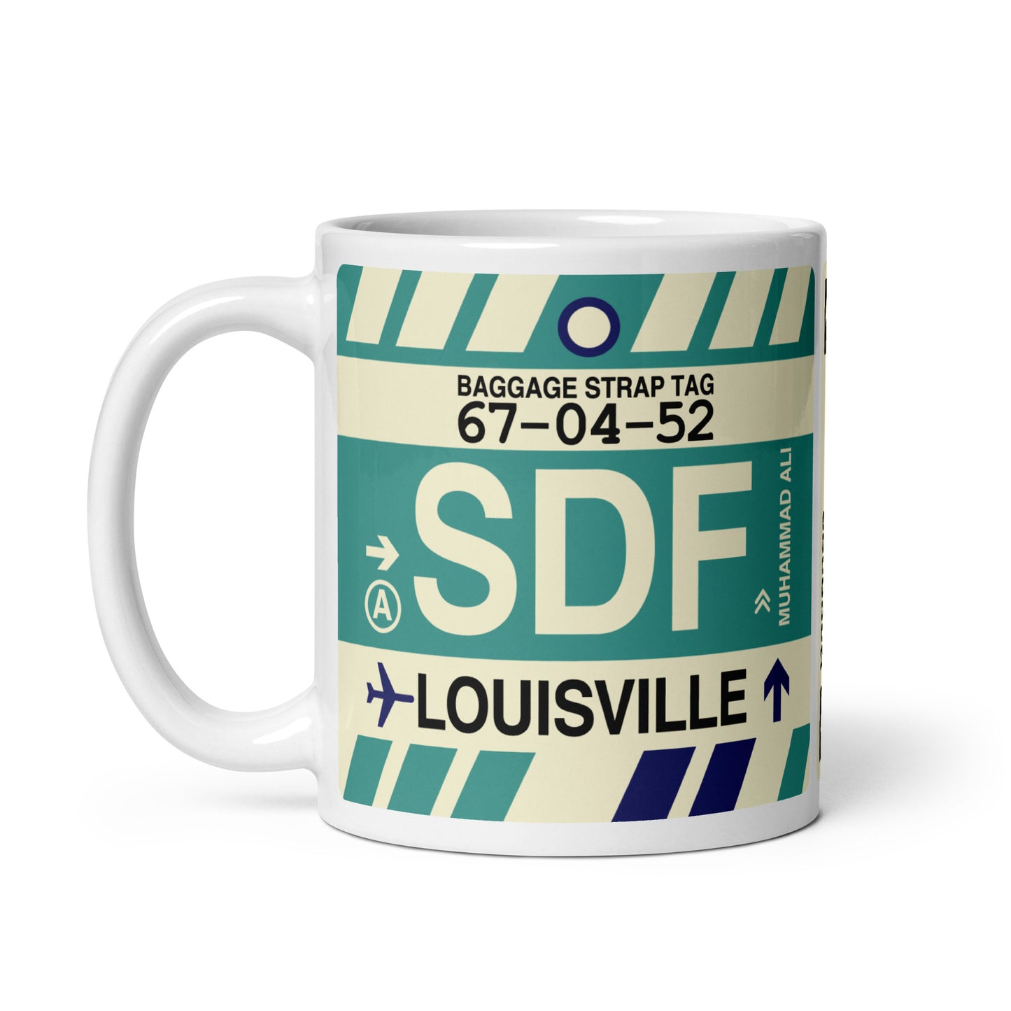 SDF Louisville Coffee Mug • Jet Age Baggage Tag Design • YHM Designs - Image 02