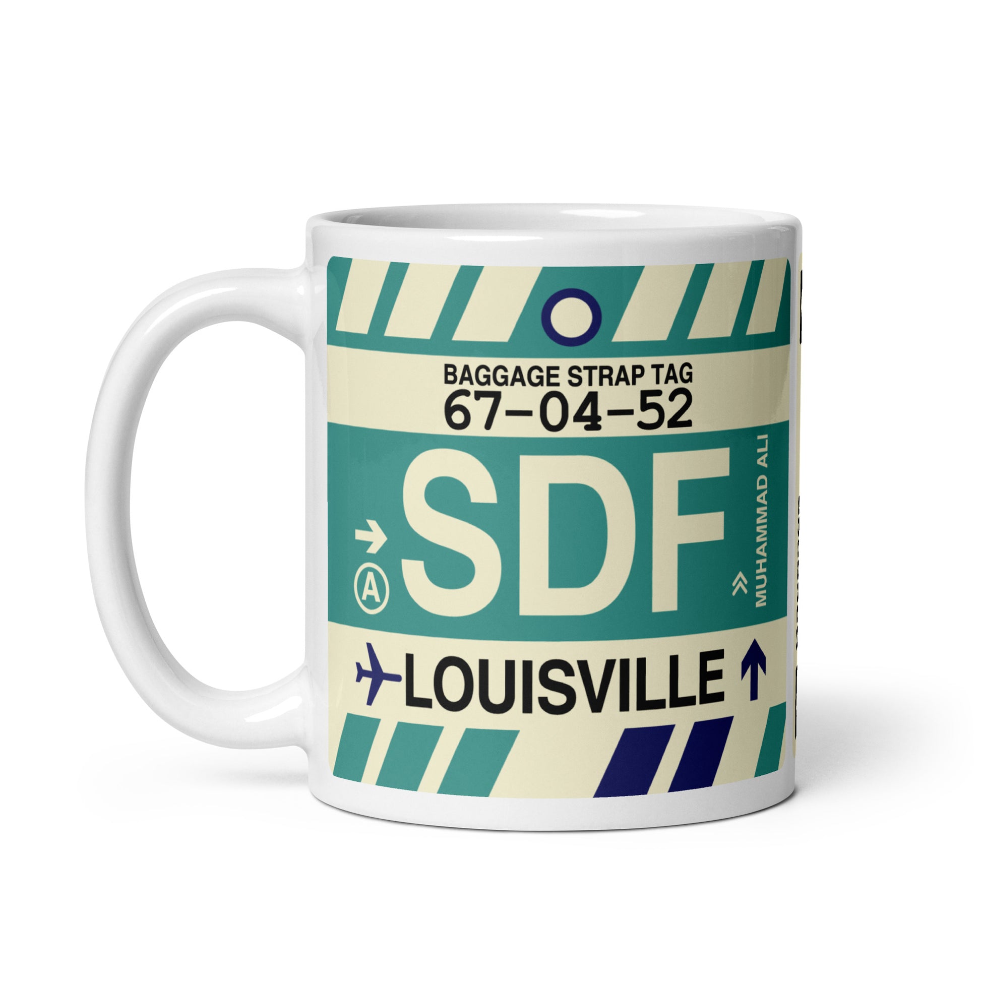 SDF Louisville Coffee Mug • Jet Age Baggage Tag Design • YHM Designs - Image 02