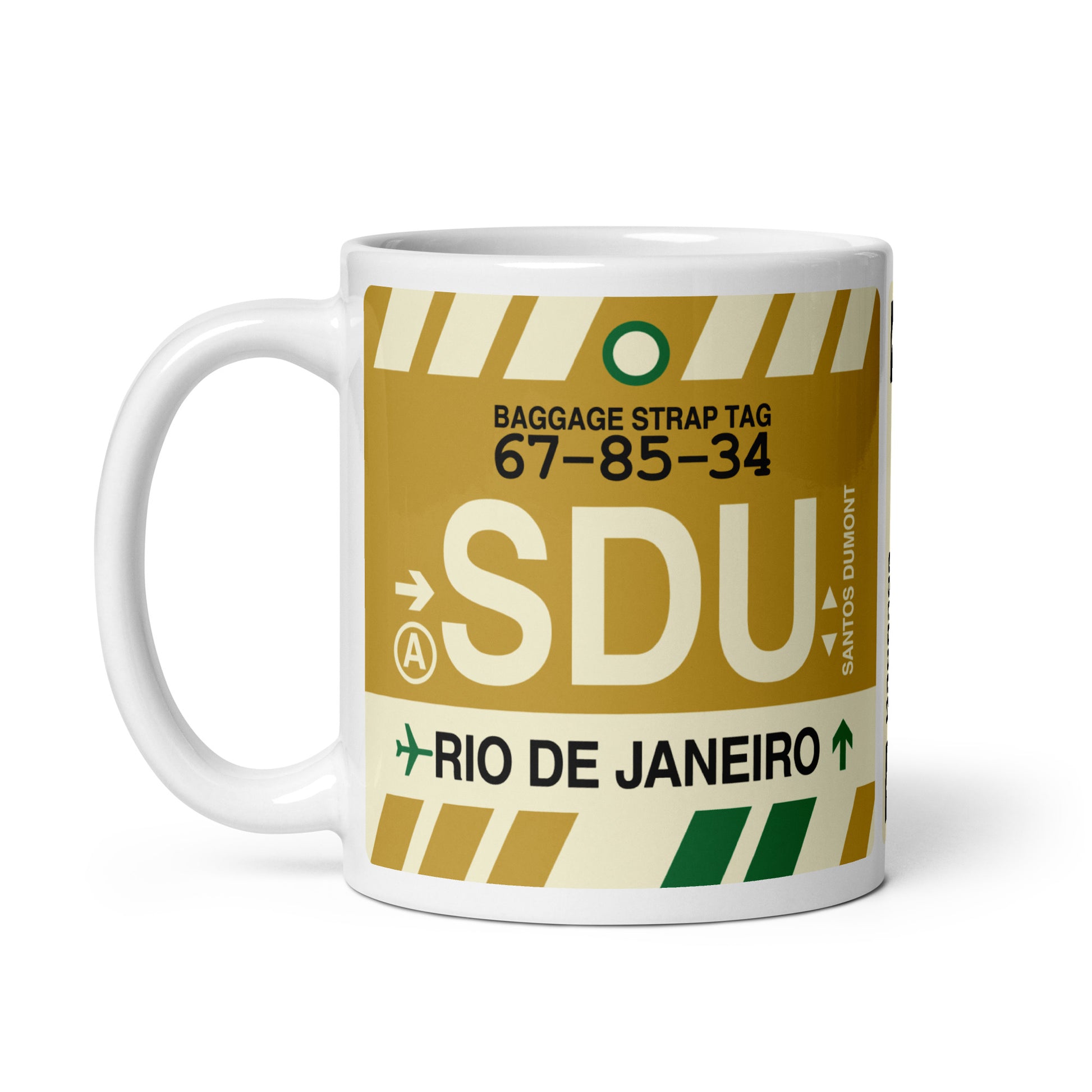 SDU Rio de Janeiro Coffee Mug • Jet Age Baggage Tag Design • YHM Designs - Image 02