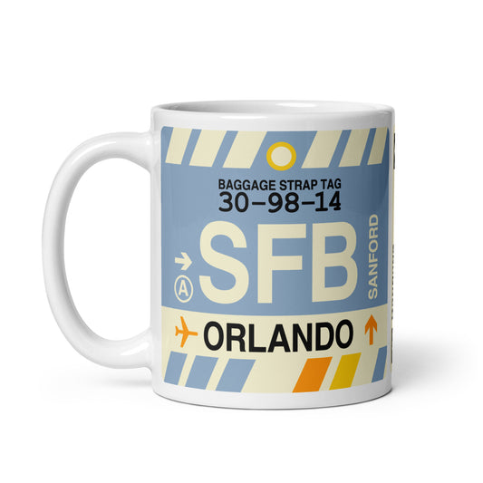 SFB Orlando Coffee Mug • Jet Age Baggage Tag Design • YHM Designs - Image 02