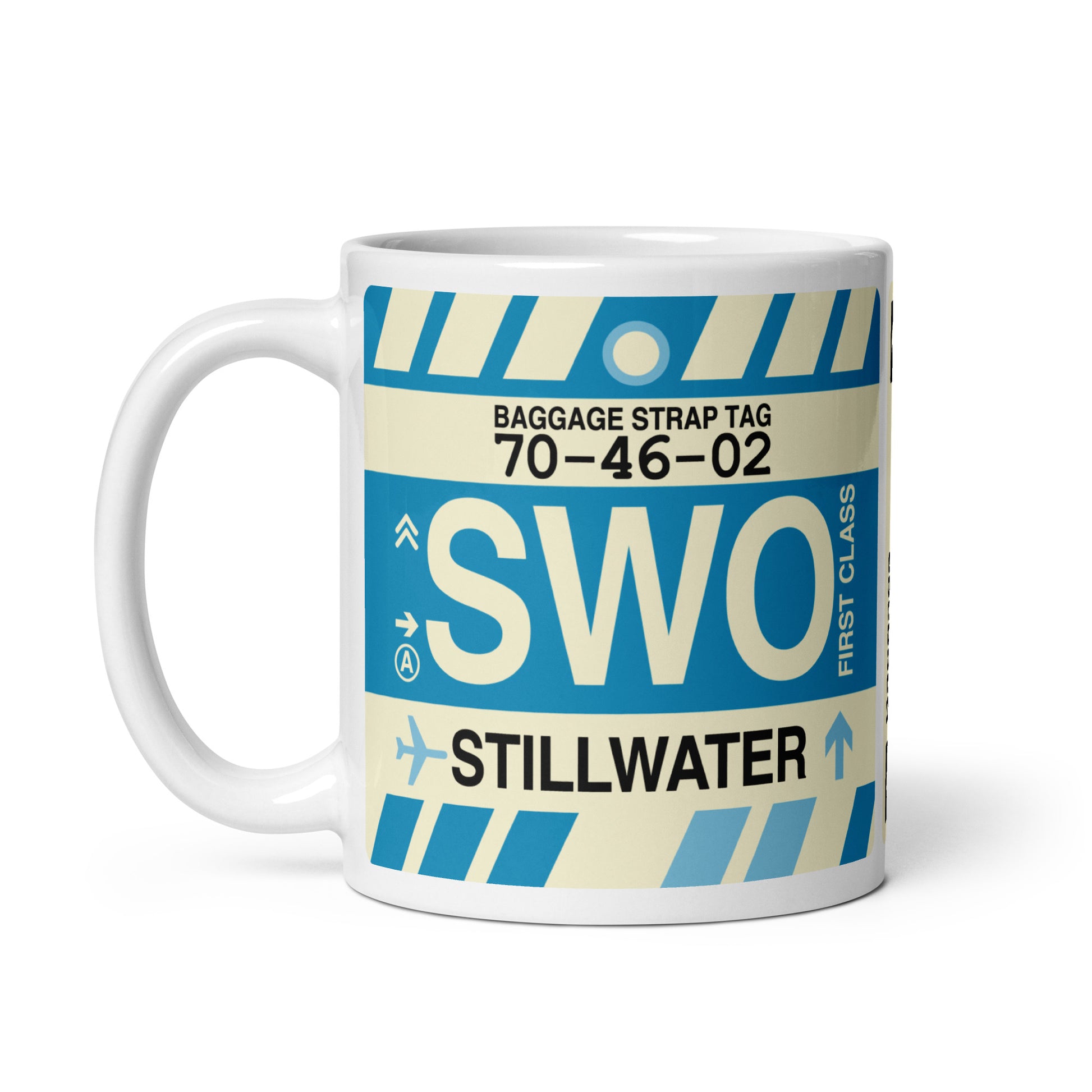 SWO Stillwater Coffee Mug • Jet Age Baggage Tag Design • YHM Designs - Image 02