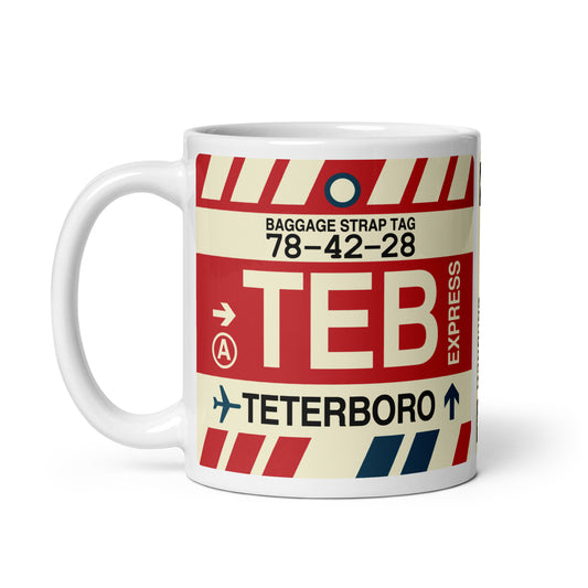 TEB Teterboro Coffee Mug • Jet Age Baggage Tag Design • YHM Designs - Image 02
