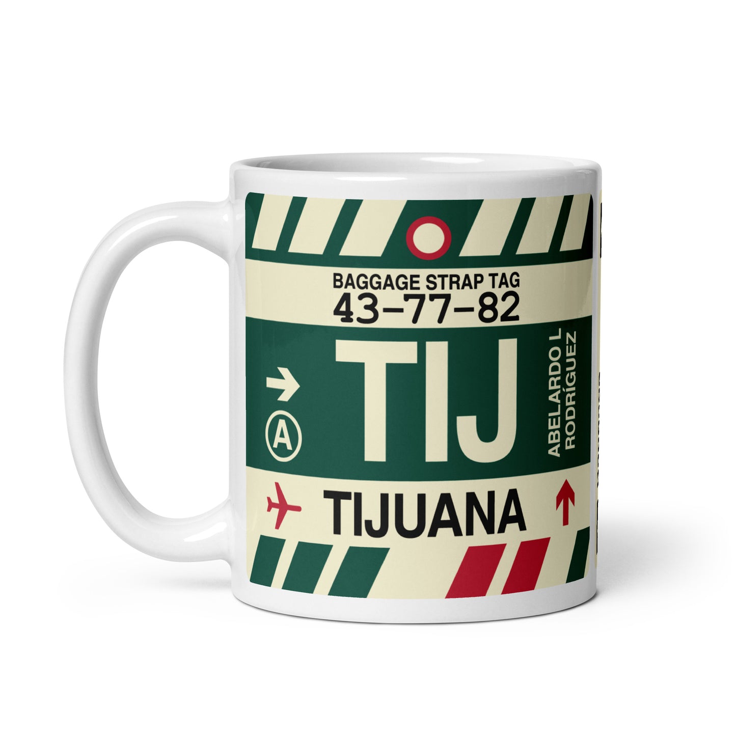 TIJ Tijuana Coffee Mug • Jet Age Baggage Tag Design • YHM Designs - Image 02