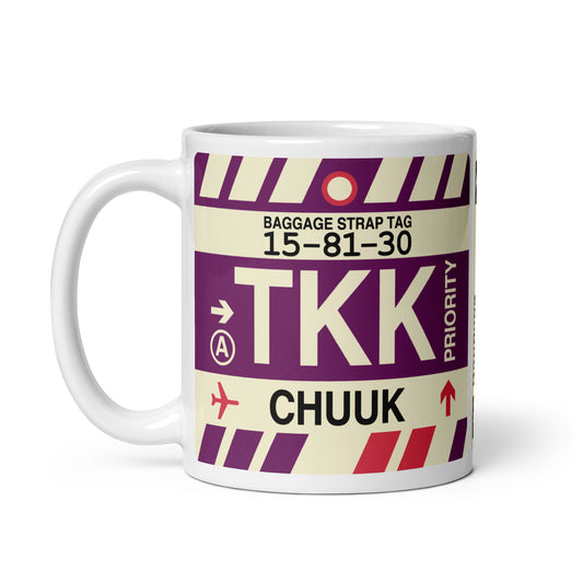 TKK Chuuk Coffee Mug • Jet Age Baggage Tag Design • YHM Designs - Image 02