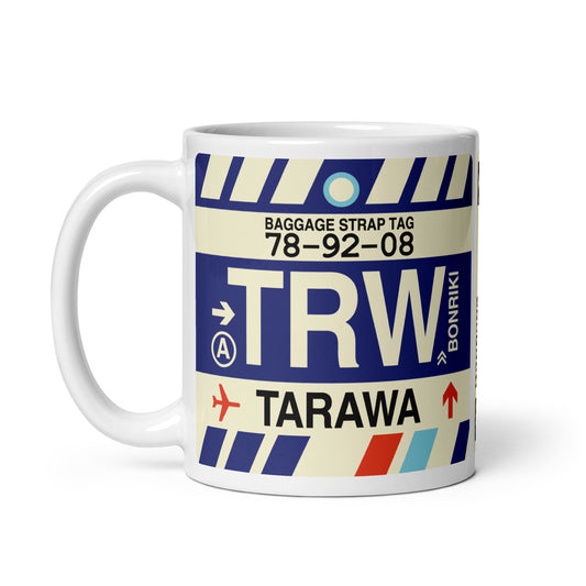 TRW Tarawa Coffee Mug • Jet Age Baggage Tag Design • YHM Designs - Image 02