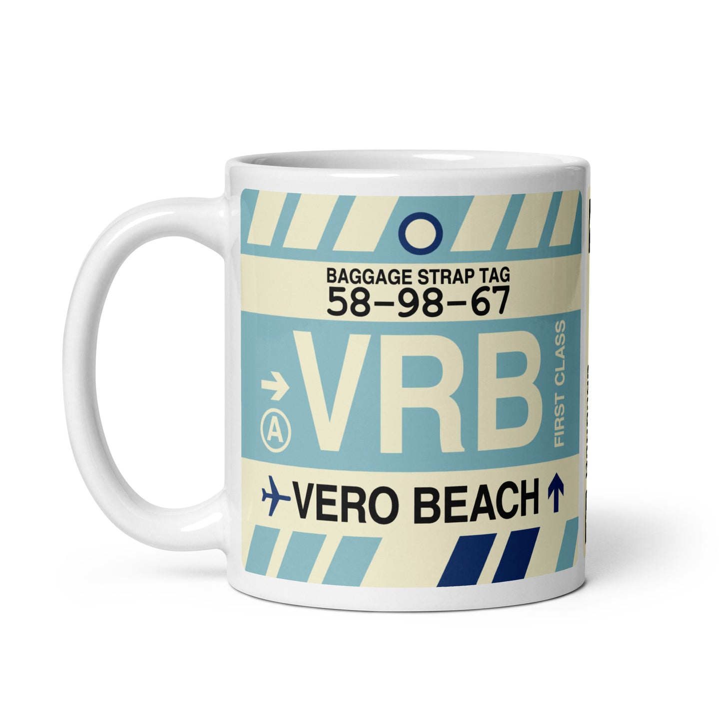 VRB Vero Beach Coffee Mug • Jet Age Baggage Tag Design • YHM Designs - Image 02