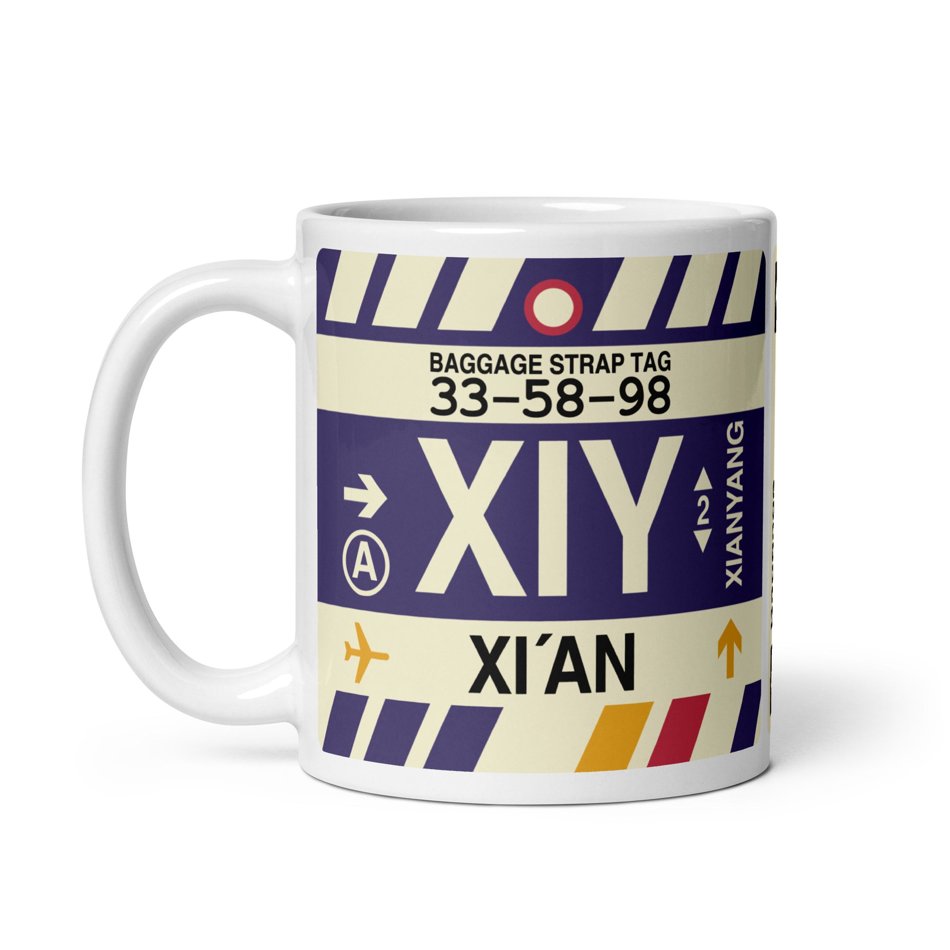 XIY Xi'an Coffee Mug • Jet Age Baggage Tag Design • YHM Designs - Image 02