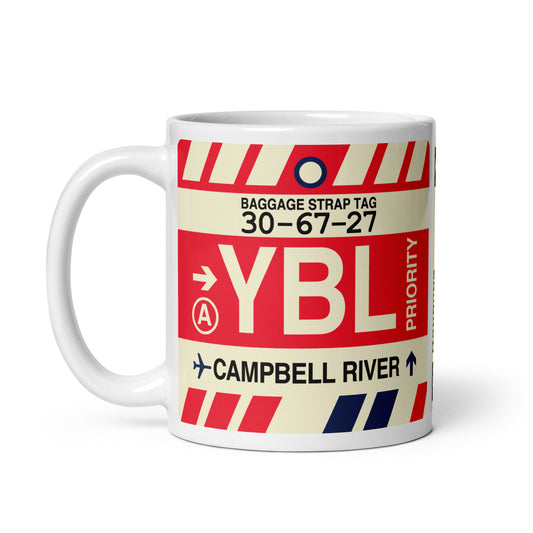 YBL Campbell River Coffee Mug • Jet Age Baggage Tag Design • YHM Designs - Image 02